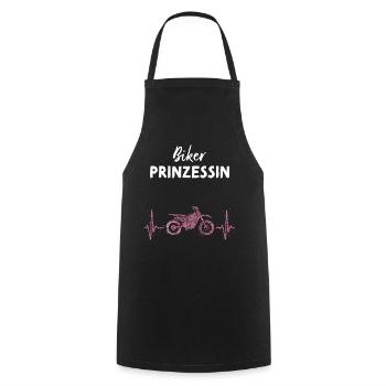 Prinzessin Motorrad Motorradfahrerin - Kochschürze - Schwarz - Vorne - AI Model Male 185 dark (185cm)