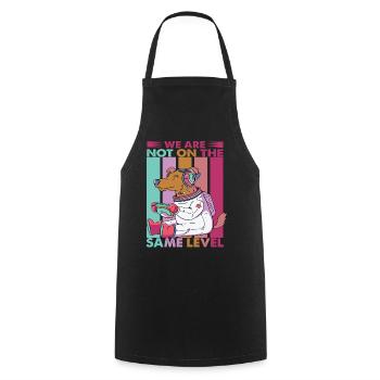 We Are Not On The Same Level - Dog - Video Games - Cooking Apron - black - Front - AI Model Male 185 dark (185cm)