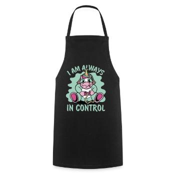 Je suis toujours aux commandes - Unicorn - Jeux vidéo - Tablier de cuisine - noir - Devant - AI Model Male 185 dark (185cm)