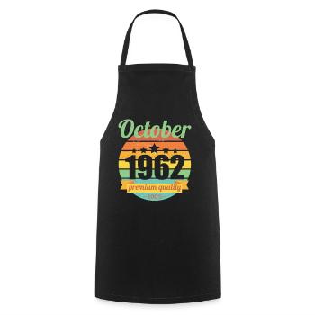 Born October 1962 60 years 60s 60th birthday - Cooking Apron - black - Front - AI Model Male 185 dark (185cm)