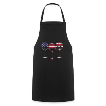 4th Of July Party Patriotic Day 4th Of July Wine - Cooking Apron - black - Front - AI Model Male 185 dark (185cm)