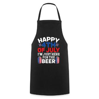 Joyeux 4 juillet, je suis juste ici pour la bière - Tablier de cuisine - noir - Devant - AI Model Male 185 dark (185cm)