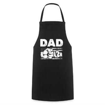 Patriotic Dad DRAPEAU AMÉRICAIN Papa & Fils Fist Bump 4ème De - Tablier de cuisine - noir - Devant - AI Model Male 185 dark (185cm)