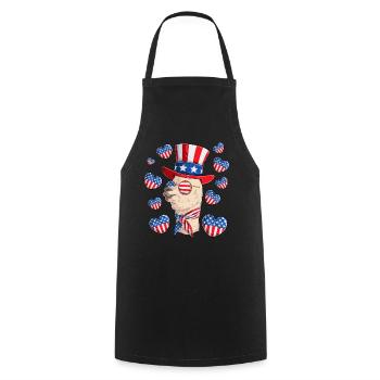 Patriotic Llama 4th of July Party Llama Patriotic - Cooking Apron - black - Front - AI Model Male 185 dark (185cm)
