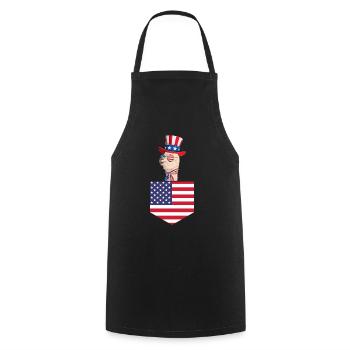 Llama Patriotic Day US Flag Llama Pocket 4th of - Cooking Apron - black - Front - AI Model Male 185 dark (185cm)