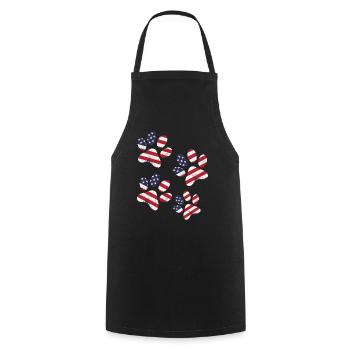 4th Of July Dog Paws US Flag Patriotic Day Dog - Cooking Apron - black - Front - AI Model Male 185 dark (185cm)