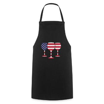 4 juillet Fête Fête patriotique Vin Drapeau américain 4ème - Tablier de cuisine - noir - Devant - AI Model Male 185 dark (185cm)