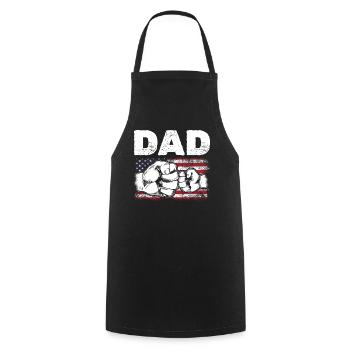 Drapeau américain Papa & Fils Fist Bump Patriotic Dad 4ème De - Tablier de cuisine - noir - Devant - AI Model Male 185 dark (185cm)