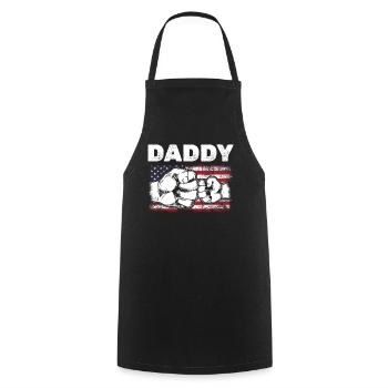 Dad & Son Fist Bump American Daddy US Flag - Cooking Apron - black - Front - AI Model Male 185 dark (185cm)