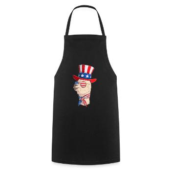 Funny Llama 4th of July Party Llama Patriotic Day - Cooking Apron - black - Front - AI Model Male 185 dark (185cm)