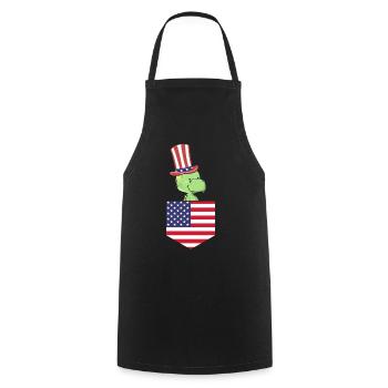 Dino Patriotic Day Drapeau américain Dino Pocket 4 juillet - Tablier de cuisine - noir - Devant - AI Model Male 185 dark (185cm)
