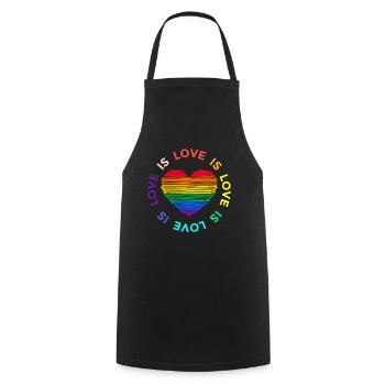 Love is equal. Liebe kennt kein Geschlecht. Spruch - Kochschürze - Schwarz - Vorne - AI Model Male 185 dark (185cm)
