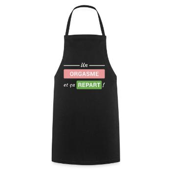Un orgasme et ça repart ! - Tablier de cuisine - noir - Devant - AI Model Male 185 dark (185cm)