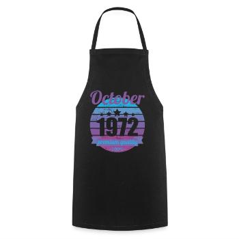 Né en octobre 1972 50 ans 50s 50e anniversaire - Tablier de cuisine - noir - Devant - AI Model Male 185 dark (185cm)