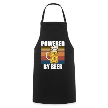 Powered By Beer - Kochschürze - Schwarz - Vorne - AI Model Male 185 dark (185cm)