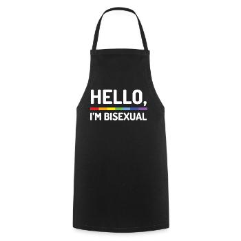 Hallo, ich bin bisexuell - Kochschürze - Schwarz - Vorne - AI Model Male 185 dark (185cm)
