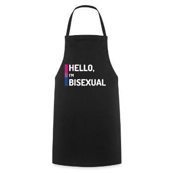 Hallo, ich bin bisexuell - Kochschürze - Schwarz - Vorne - AI Model Male 185 dark (185cm)
