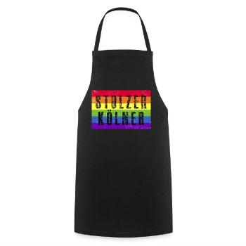 Stolzer Kölner - Regenbogenfahne - Kochschürze - Schwarz - Vorne - AI Model Male 185 dark (185cm)