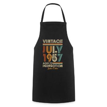 Vintage Aged To Perfection July 1957 - Cooking Apron - black - Front - AI Model Male 185 dark (185cm)