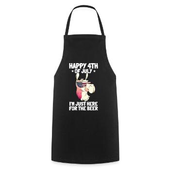 Patriotic Llama Happy 4th of July I'm Just Here - Cooking Apron - black - Front - AI Model Male 185 dark (185cm)