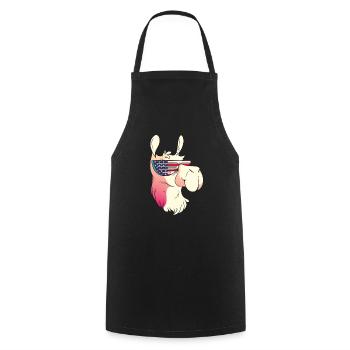 Journée patriotique Lama Drapeau américain 4 juillet Patriotique - Tablier de cuisine - noir - Devant - AI Model Male 185 dark (185cm)