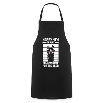 Happy 4th of July I'm Just Here For The Beer Llama - Cooking Apron - black - Front - AI Model Male 185 dark (185cm)