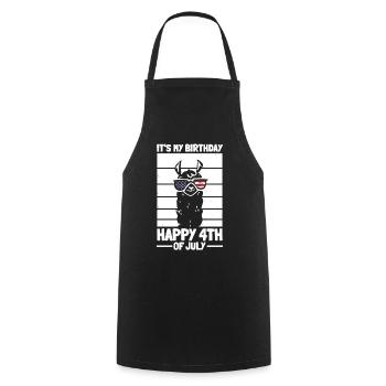 Patriotic Llama Patriotic It's My Birthday Happy - Cooking Apron - black - Front - AI Model Male 185 dark (185cm)