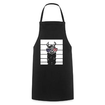 Patriotic Llama with Sunglasses US Flag 4th Of - Cooking Apron - black - Front - AI Model Male 185 dark (185cm)