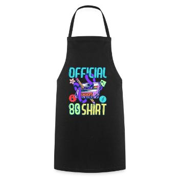 Fête de tenue des années 80 Devise des années 80Partie 1980 - Tablier de cuisine - noir - Devant - AI Model Male 185 dark (185cm)