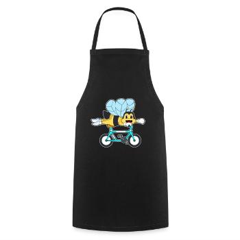 Bee Bicycle - Cooking Apron - black - Front - AI Model Male 185 dark (185cm)