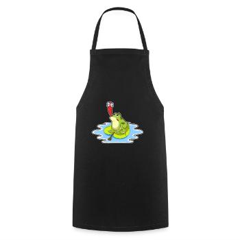 Lustiger Frosch  - Kochschürze - Schwarz - Vorne - AI Model Male 185 dark (185cm)
