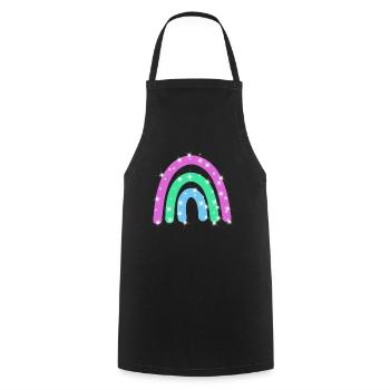 Polysexual Glitzer Regenbogen - Kochschürze - Schwarz - Vorne - AI Model Male 185 dark (185cm)