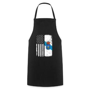 galicia american flag, galician - Cooking Apron - black - Front - AI Model Male 185 dark (185cm)