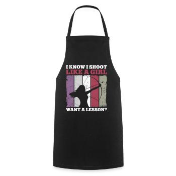 Archery Bow Archer Girl Vintage - Cooking Apron - black - Front - AI Model Male 185 dark (185cm)