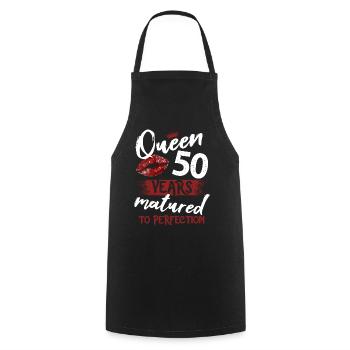 Fille de 50 ans 50 bday Queen 50 anniversaire - Tablier de cuisine - noir - Devant - AI Model Male 185 dark (185cm)