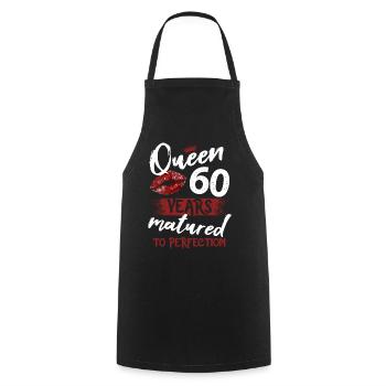 60 year old girl 60 bday Queen 60 birthday - Cooking Apron - black - Front - AI Model Male 185 dark (185cm)