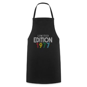 Limited Edition 1977 - Cooking Apron - black - Front - AI Model Male 185 dark (185cm)