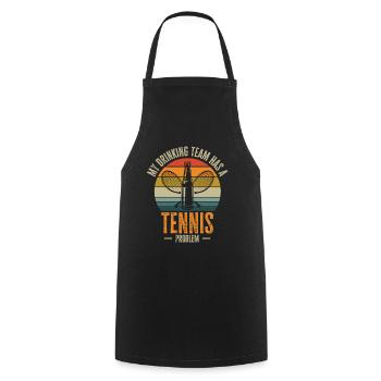 Joueur de tennis Raquette de tennis Balle de tennis - Tablier de cuisine - noir - Devant - AI Model Male 185 dark (185cm)
