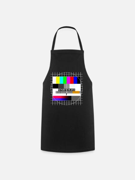 Testbild Sendeschluss 80er 90er Jahre Party Kostüm - Kochschürze - Schwarz