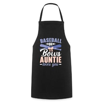 Baseball ou bows Tante aime toi Bébé Révéler - Tablier de cuisine - noir - Devant - AI Model Male 185 dark (185cm)