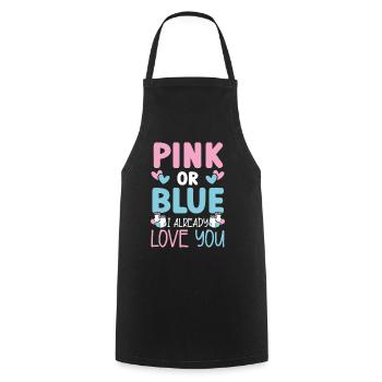 Rose ou bleu Je t’aime déjà annonce de bébé - Tablier de cuisine - noir - Devant - AI Model Male 185 dark (185cm)