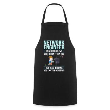 Netzwerkingenieur Network Engineer Computer - Kochschürze - Schwarz - Vorne - AI Model Male 185 dark (185cm)