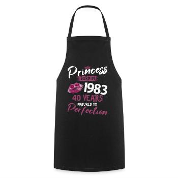 40ème anniversaire 40 ans de perfection Princesse 1983 - Tablier de cuisine - noir - Devant - AI Model Male 185 dark (185cm)