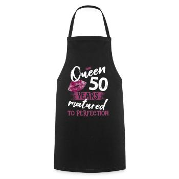 Fille de 50 ans 50 bday Queen 50 anniversaire - Tablier de cuisine - noir - Devant - AI Model Male 185 dark (185cm)