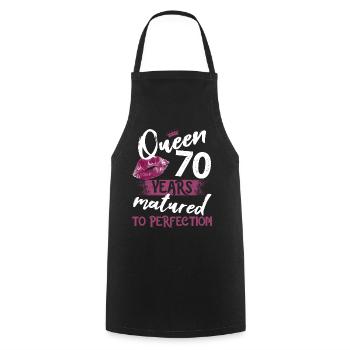 70 year old girl 70 bday Queen 70 birthday - Cooking Apron - black - Front - AI Model Male 185 dark (185cm)