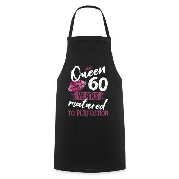 60 year old girl 60 bday Queen 60 birthday - Cooking Apron - black - Front - AI Model Male 185 dark (185cm)