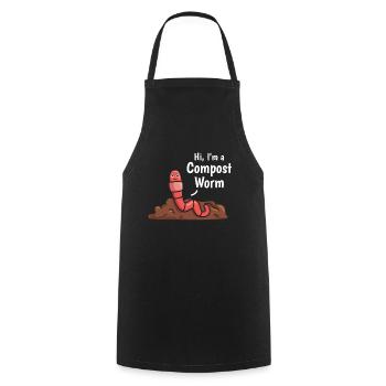 Hello I'm a compost worm Nice compost worm - Cooking Apron - black - Front - AI Model Male 185 dark (185cm)