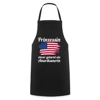 Prinzessin USA Amerika Amerikanisches Amerikaner - Kochschürze - Schwarz - Vorne - AI Model Male 185 dark (185cm)