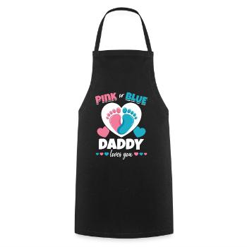 Pink or Blue Daddy Loves You Baby Shower - Cooking Apron - black - Front - AI Model Male 185 dark (185cm)