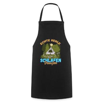 Echte Kerle Schlafen Draußen - Campen Zelten Natur - Kochschürze - Schwarz - Vorne - AI Model Male 185 dark (185cm)